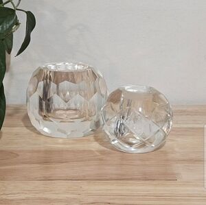 Pair of Vintage Crystal Candle Holders
